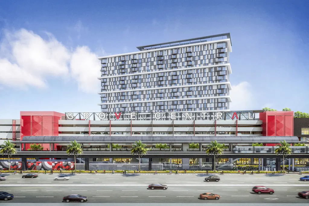Render de Grove Central Residences en Coconut Grove, Miami
